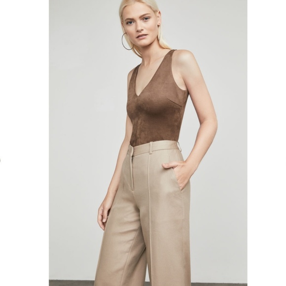 BCBGMAXAZRIA "MYA" Faux-Suede Tank Bodysuit, Brown Mocha - NWT - Picture 2 of 5